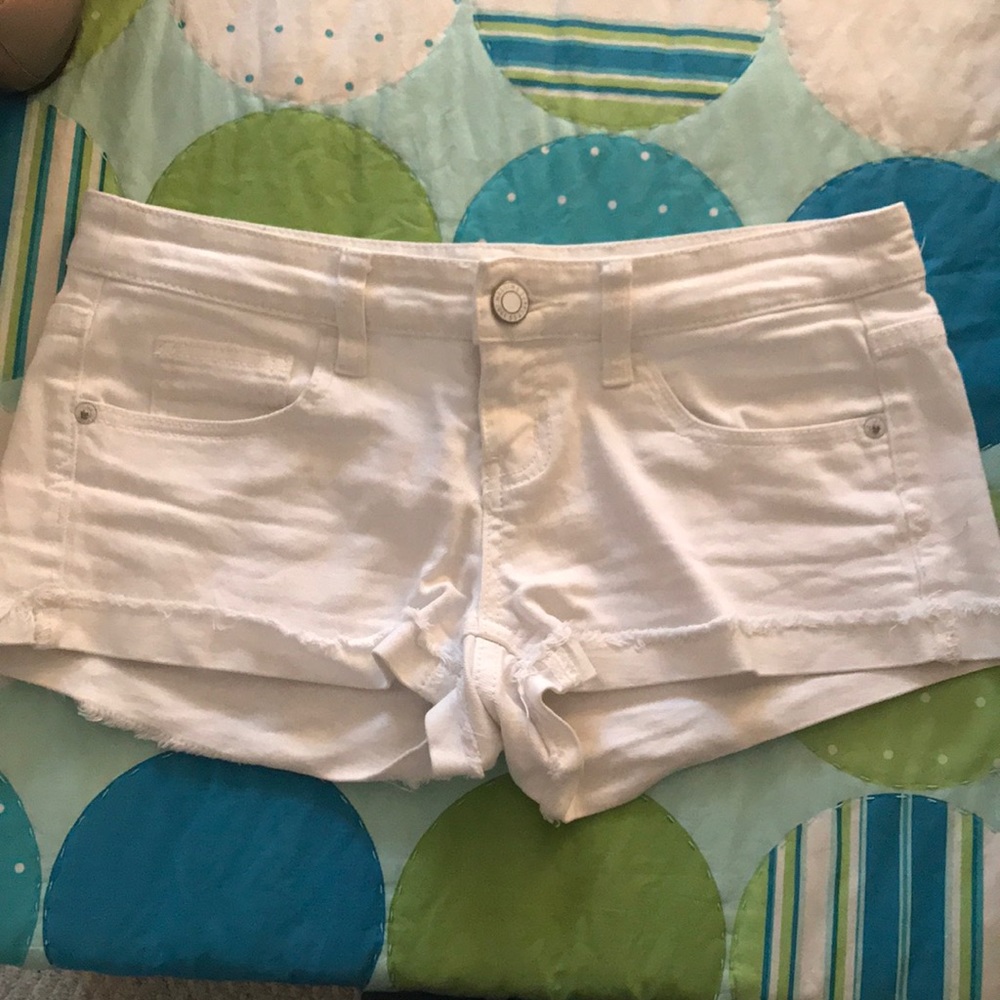 White jean shorts